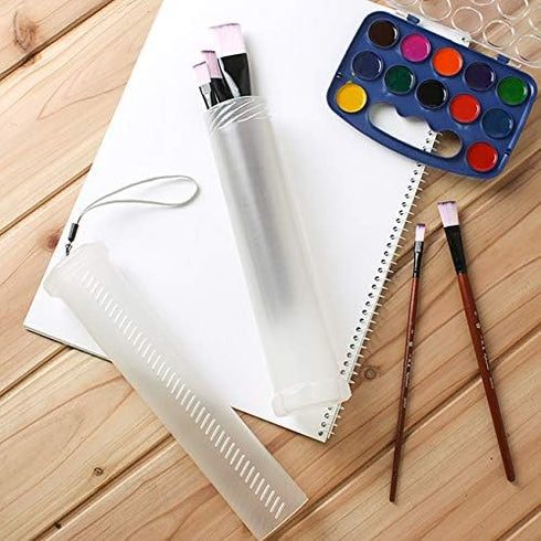 Extendable Plastic Brush Case Clear Paint Brush Holder Long Brushes Tube Storage Watercolor Pen Container Drawing Tools TPPI40647...