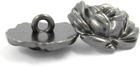 Bezelry 12 Pieces Rose in Full Bloom Metal Shank Buttons. 20mm (3/4 inch) (Gray Silver)...