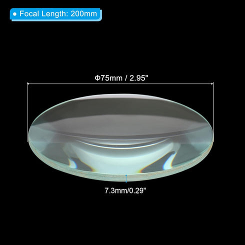 PATIKIL 8" (200mm) Focal Length Double Convex Lens, 2 Pack 75mm Diameter 9mm Height Glass Optically Polished Round Edges Lens for Physics Experime...