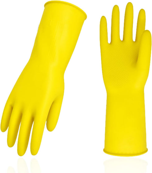 Vgo... 1-Pair Reusable Household Gloves, Rubber Dishwashing gloves, Extra Thickness, Long Sleeves, Kitchen Cleaning, Working, Painting, Gardening,...