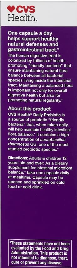 Cvs Health Maximum Strength Probiotic Dietary Supplement...