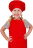 Kids Apron and Chef Hat Set, Adjustable Cotton Child Aprons with Large Pocket Red Girls Boys Kitchen Bib Aprons for Cooking Baking Painting...
