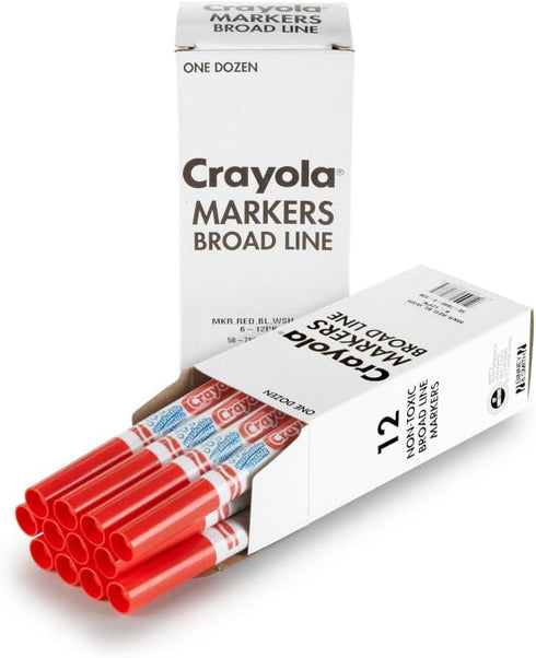 Crayola Washable Markers - Red (12ct), Kids Broad Line Markers, Bulk Markers for Classrooms & Teachers...