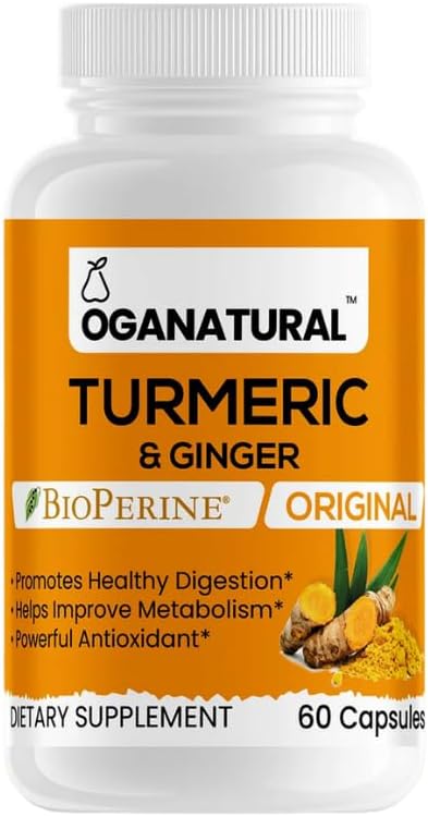 Turmeric Curcumin with BioPerine & Ginger 95% Standardized Curcuminoids - Natural Joint Support, Antioxidant, Nature's Turmeric Extract Supplement...