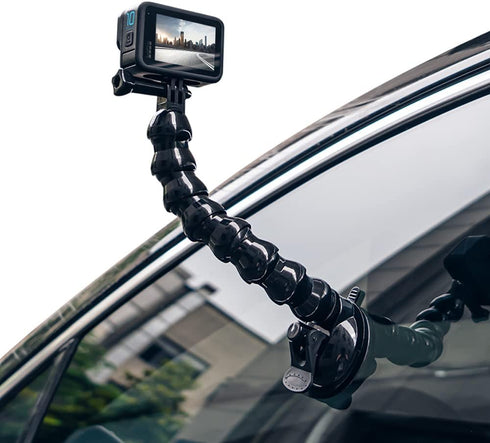 SUREWO Flexible Gooseneck Suction Cup Camera Car Mount Compatible with Gopro Hero 12 Black,Hero 11/10/9/8/7/6/5 Black,DJI Action 3/2,Insta 360 ONE...