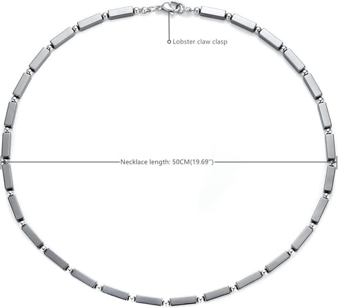 Stainless Steel Beads Gem Stone Bead Link Chain Choker Collar Pendant Necklace for Men Women,...