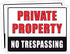 TRUSTY No Trespassing Sign for Private Property Unimproved Land Homes Fences Gates Trees 12" W x 9" H Weatherproof Tear Resistant Outdoor Vinyl (2...