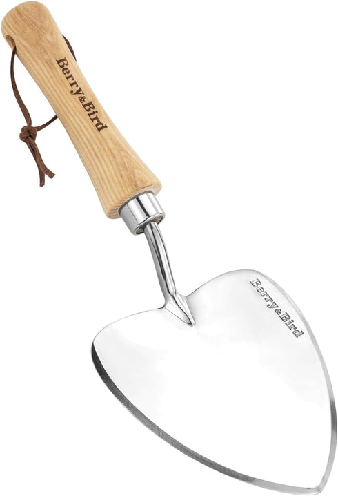Berry&Bird Potting Trowel, Oversized Garden Hand Shovel with Sharp Blade & Wood Handle, Stainless Steel Gardening Tool for Roots, Planting, Diggin...