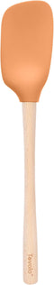 Tovolo Flex-Core Apricot Wood-Handled Spoonula, Silicone Spoon Spatula Head With Ergonomic Grip & Wooden Handle, Silicone Spatula Spoon for Cookin...