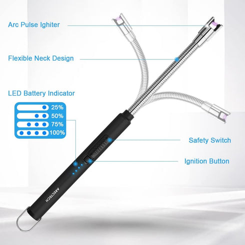ARECTECH Candle Electric Lighter Rechargeable USB Arc Lighter Windproof Plasma for Candle Cooking BBQs Fireworks Birthday Gift Black...