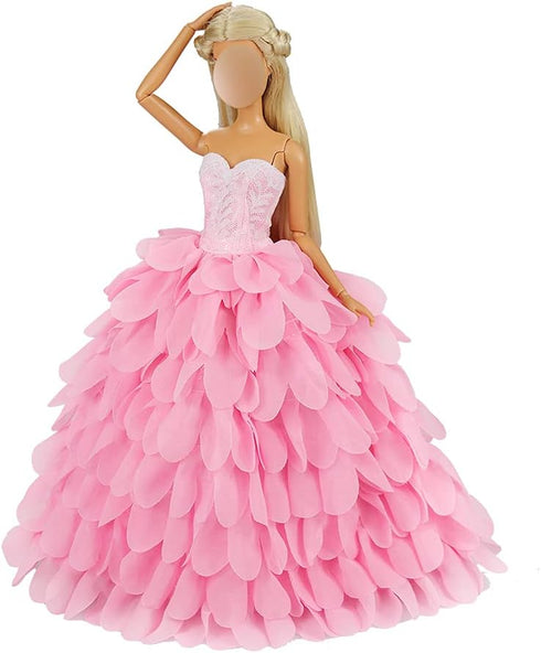 BARWA Princess Evening Party Clothes Wears Dress Outfit Set for 11.5 inch Doll with Hat (Pink Wedding Dress)...