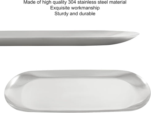 Oval Stainless Steel Decorative Tray, 9 x 3.54 inch Towel Tray Storage Tray,Jewelry Dish Cosmetics Organizer Home Table Centerpiece,Silver...