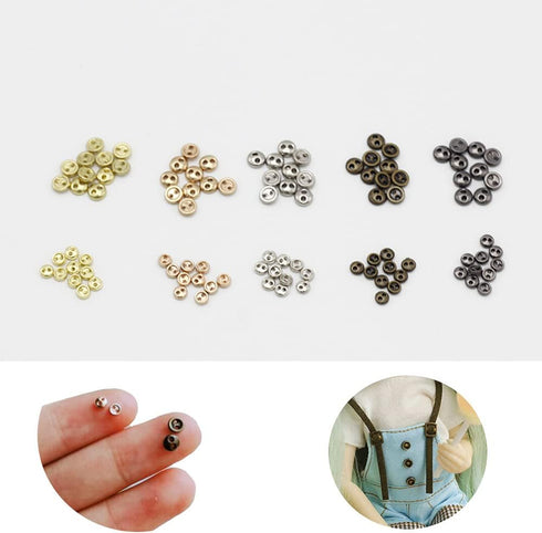 50 PCS 2 Hole Mini Metal Round Buttons Small Bread Buttons for Doll Clothes Bag Deoration Sewing Craft (KC Gold, 5mm)...