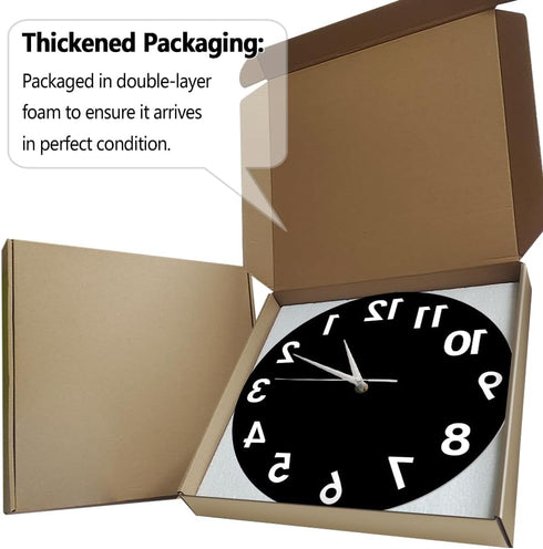 The Geeky Days Reverse Wall Clock 12 inch Unusual Numbers Backwards Modern Decorative Clock Watch Excellent Timepiece for Your Wall...
