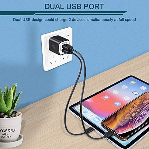 Wall Charger, 5Pack 5V/2.1AMP AILKIN Dual-Port USB Wall Charger Home Travel Plug Power Adapter for iPhone 14/13 Pro Max/12/SE/11Pro Max/XS/XR/8/7/...
