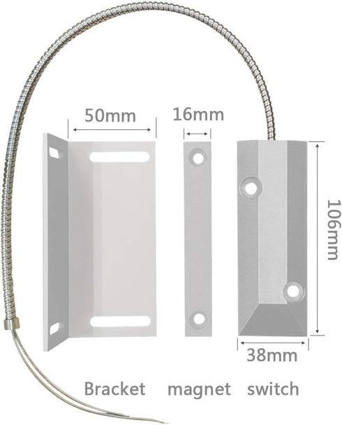 Heavy Duty Wired Alarm Garage Door Magnetic Contacts Switch Sensor NC with Adjustable Bracket...