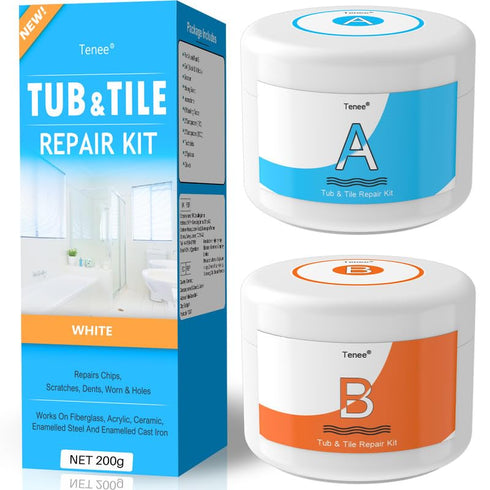 Tub Repair Kit White & Porcelain Repair Kit 3.7 OZ - Bathtub Repair Kit for Cracked Bathtub, Fiberglass Repair Kit with Super Adhesion, Works on C...