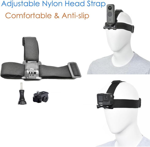 Action Camera Accessory Kit Chest Strap Mount +Head Strap Mount+Wrist Strap+ Backpack Clip Mount for Insta360 X4, X3, One RS, Ace Pro, Ace, GoPro ...