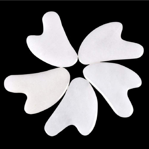 Gua Sha Crystal Jade Stone Board for Skincare, Scraping Face Back Massage Relax Therapy Trigger Point Treatment(White Jade)...