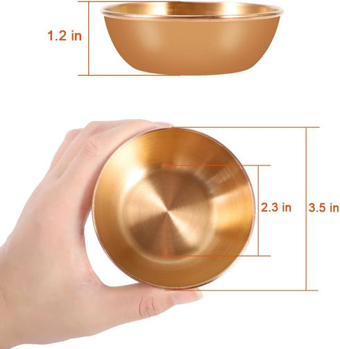 8 Pack 3.5inch Stainless Steel Sauce Dishes Mini Individual Saucers Bowl Round Seasoning Dishes Sushi Dipping Bowl Appetizer Plates, Champagne Gol...