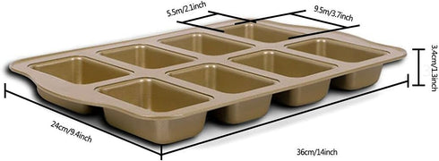 Mini Loaf Pan, 8-Cavity Non-Stick Carbon Steel Brownie Bakeware for Oven baking...