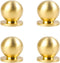 RZDEAL 4pcs 7/8" x15/16(22mmx24mm) Diameter Round Solid Brass Pulls Antique Cabinet Drawer Small Handles Modern Minimalist Handles Knobs (Gold)...