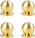 RZDEAL 4pcs 7/8" x15/16(22mmx24mm) Diameter Round Solid Brass Pulls Antique Cabinet Drawer Small Handles Modern Minimalist Handles Knobs (Gold)...