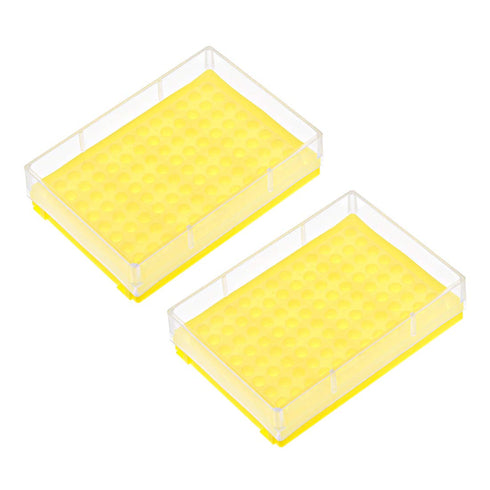 uxcell Centrifuge Tube Rack Storage Box 96-Well Polypropylene Holder for 0.2ml Microcentrifuge Tubes, Vials, Samples 5mm Hole Dia 2Pcs...