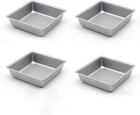 Flunyina 4 Inches Non-Stick Square Cake Pans Set of 4 Carbon Steel Cake Molds for Home Daily Housewarming Wedding Birthday Party Brownie Making...