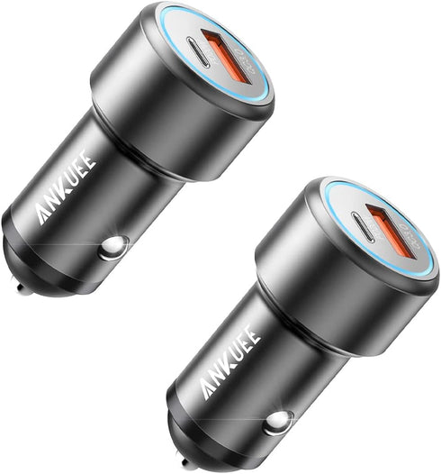 USB C Car Charger, 2 Pack PD 20W & QC 3.0 22.5W USB Car Fast Charger Plug, Mini Aluminum Alloy Cigarette Lighter Charging Adapter, Compatible with...