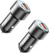 USB C Car Charger, 2 Pack PD 20W & QC 3.0 22.5W USB Car Fast Charger Plug, Mini Aluminum Alloy Cigarette Lighter Charging Adapter, Compatible with...