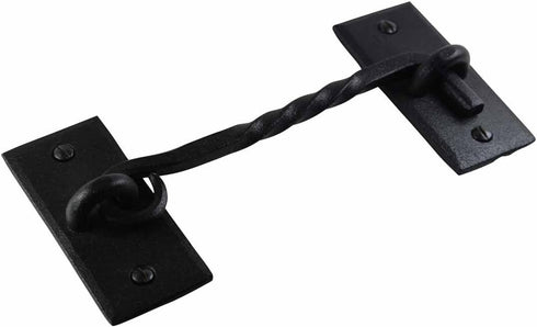 Renovators Supply Manufacturing Hook and Eye Latch 6.5 in. Black Wrought Iron Door Lock Latch/Gate Latch with Mounting Hardware...
