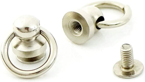 Bluemoona 50 Sets - Plated Brass Head Button O-Ring 3/8" 10mm Stud Screwback with Screw (Nickle)...