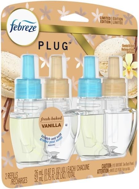 Febreze Plug Air Freshener Refills, Limited Edition Fresh-Baked Vanilla Scent, (2 Count, 1.75 Oz)...