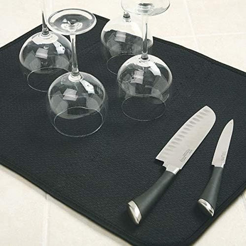 Norpro 16 By 18-inch Microfiber Countertop Dish Drying Mat / Pad, Black (16 By 18-inch (Pack of 2), Black)...