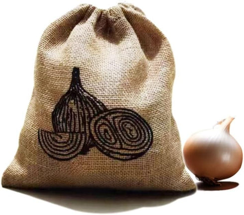 Eco-Friendly Burlap Onions Storage Bag,Reusable Onion Sack with Easy-Clean Lining & Two-Way Drawstring,Breathable Jute Bag for Fresh Produce,26cm ...