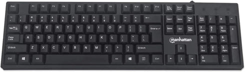 Manhattan Wired Computer Keyboard – Basic Black Keyboard - with 4.5ft USB-A Cable, 104-keys, Foldable Stands - Compatible for Windows, PC, Laptop ...