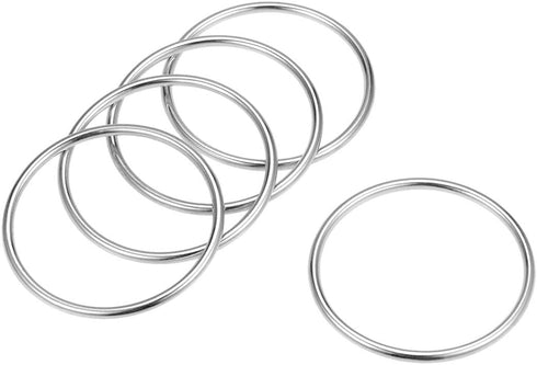uxcell O Ring Buckle 50mm(2") ID 3mm Thickness Zinc Alloy O-Rings for Hardware Bags Belts Craft DIY Accessories, Silver Tone 5pcs...