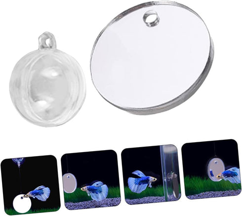 1 Set Acrylic Betta Training Mirror Round Mirrors Double Sided Mirror Fish Aquarium Decoration Betta Training Exercise Fighting Fish Mirror Floati...