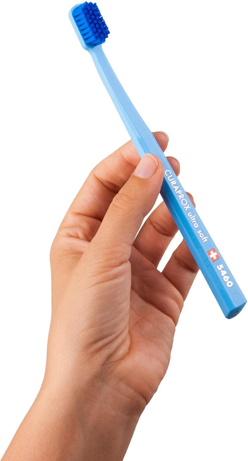 Curaprox CS 5460 Ultra-Soft Toothbrush for Adults with Ultra-Fine Filaments and Compact, Slightly Angled Toothbrush Head for Improved Tooth and Gu...