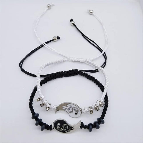 INENIMARTJ 4Pcs Yin Yang Matching Dragon Bracelet Necklaces Set for Women Men,Yin Yang Couple Bracelet Pendant Necklaces for Bff Best Friend Gift...