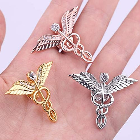 3 PCS Medical Caduceus Doctor Nurse Brooch Pin Sets Jewelry for Graduation Medical Student Gifts (3 pics)...