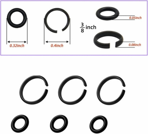 (8+8 Sets 1/2” & 3/8" Impact Retaining Ring Clip Friction Ring Hog Ring with O-Ring for Milwaukee Electric Pneumatic Type Impact Wrench...
