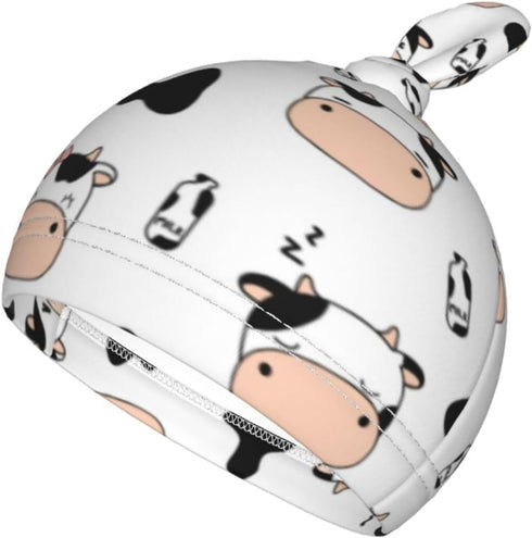 Cute Cow Print Swaddle Blanket Hat Set for Boys Girls, Soft Cow Newborn Sleeping Sack Receiving Blanket Shower Gift...