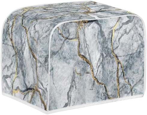 Golden Grey Marble Slice Toaster Cover, Marbles Painting Washable Polyester Toaster Cover, Modern Arts Quilted Toaster Cover Bread Maker Cover - S...