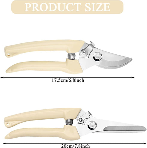 2 Pack Flower Scissors Set Stainless Steel Floral Design Supplies Tools for Flower Stem Cutter Rose Stripper Dethorner (Beige)...