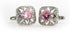 Pink Crystal Square Round Pair Cufflinks in Presentation Gift Box & Polishing Cloth...