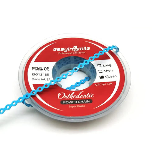 Dental Orthodontic Elastic Rubber Power Chain Braces Bands Short/Long/Close for Teeth Braces (Short, Sky Blue)...