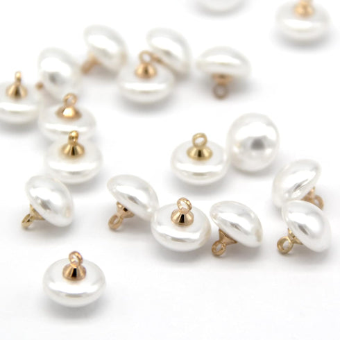 10mm Mushroom Semicircle White Faux Pearl Buttons for Sewing, Shirts, Skirts, Wedding Dresses, Jewelry Decorations, DIY Crafts (40pcs 10mm(0.394in...