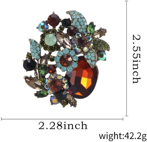 Vintage Austrian Crystal Rhinestone Elegant Party Flower Leaf Vine Brooch Pin...